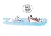 Sinkendes Boot mit Menschen die zu einem Eisbär auf einer Eisscholle sprechen: "Mit euch haben sie wenigstens Mitleid!"