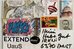 Eine bunte Collage auf der Vorderseite eines Briefes: Verschiedene Briefmarken, eine Adresse und Ausschnitte aus Comics. - vergrösserte Ansicht