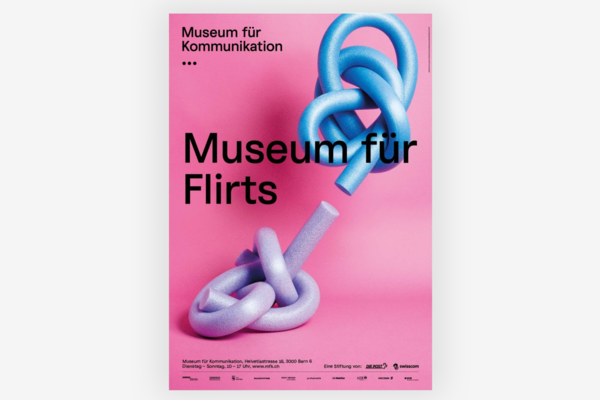 Plakat des Museums mit dem Slogan Museum für Flirts.