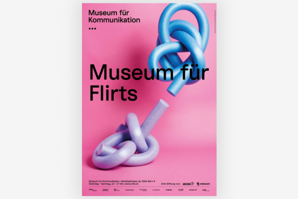 Plakat des Museums mit dem Slogan Museum für Flirts.